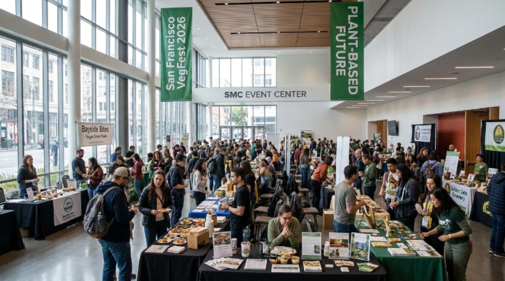 San Francisco VegFest 2026 vendor booths at SMC Event Center